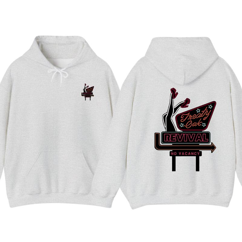 Treaty Oak Revival hoodie, Retro Neon Sign, Inspired Design With Bold Graphics Menswear Sweaters Tops Wetsuit Casual Long Sleeve Pullover