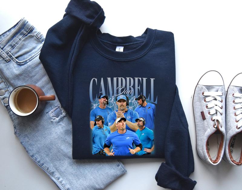 Dan Campbell Sweatshirt, Dan Campbell Classic 90s Graphic Unisex Cotton Streetwear Casual Round Neck Cotton Crewneck Sweatshirt