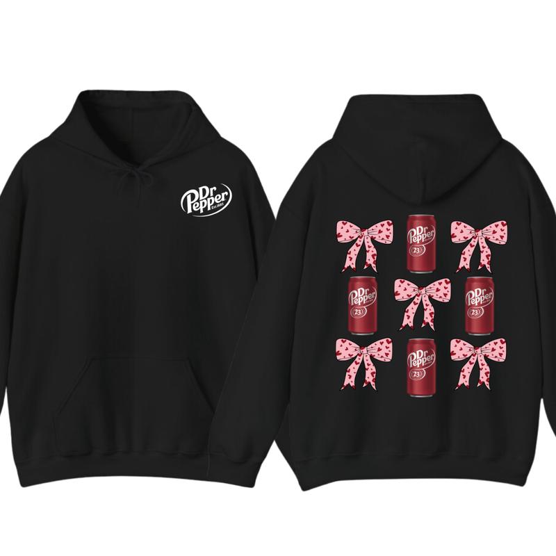 Dr Pepper Coquette Bow Pink T-Shirt Hoodie, Full color, unisex