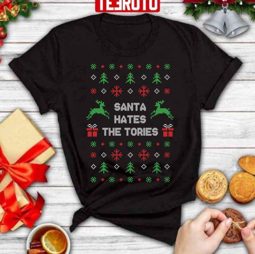 Santa Hates The Tories Funny Anti Tory Christmas Unisex Sweatshirt
