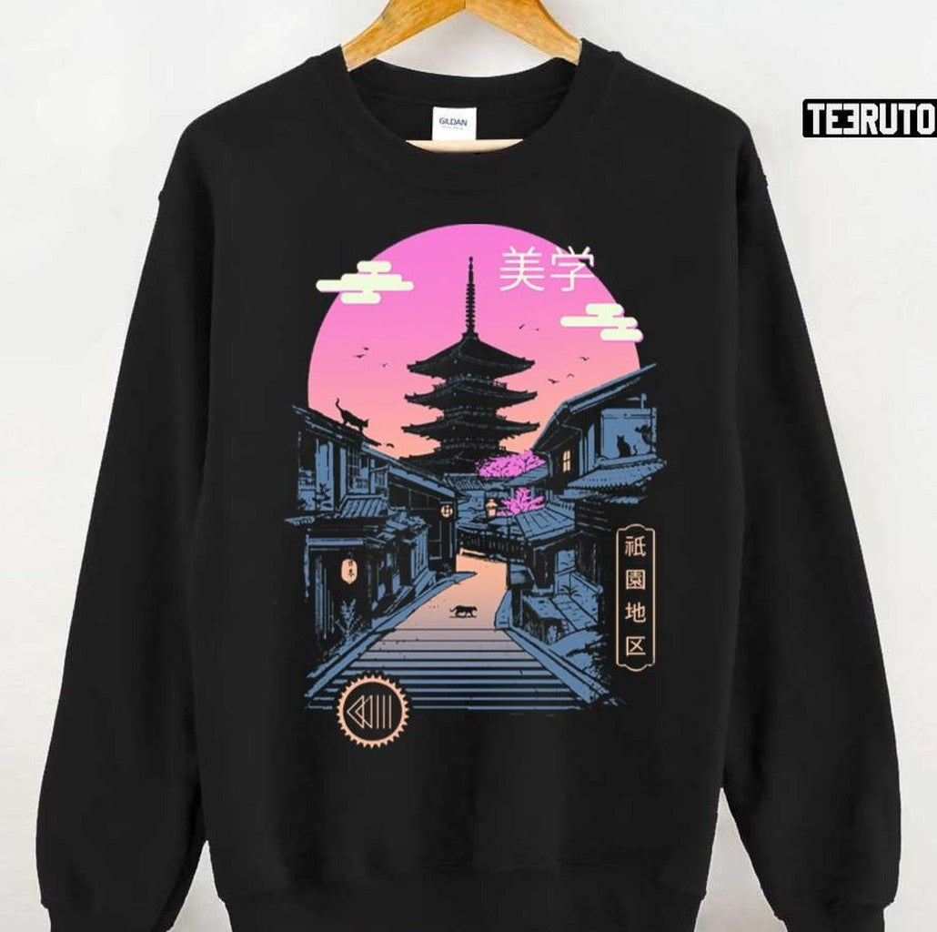 Pagoda Wave Aesthetics Unisex Hoodie