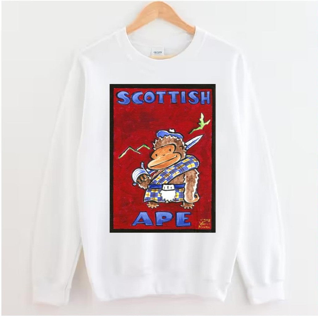 Scottish Ape On Red Unisex Sweatshirt