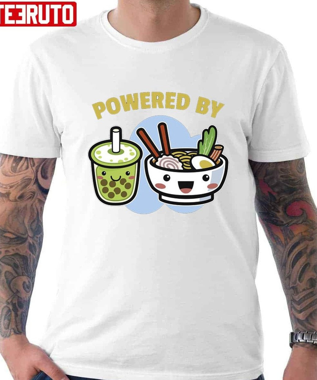 Powered By Bubble Tea Ramen Drink Lover Cute Kawaii Japanese Unisex T-Shirt
