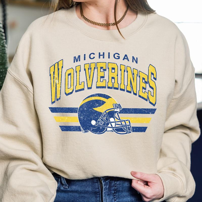 Michigan Wolverines Vintage Football NCAA Sweatshirt, Vintage The University Of Michigan Sweatshirt, Unisex Vintage Sweatshirt NCAA, Classic Sport Swe
