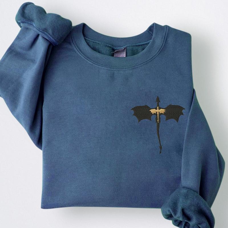 EMBROIDERED Basgiath War College Sweatshirt, Fourth Wing Dragon Rider Violet Sorrengail Xaden Riorson Fantasy Bookish Empyrean Series Shirt