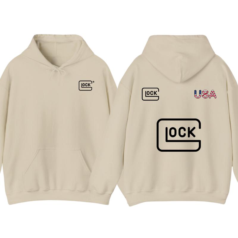 Glock Hoodie with USA Flag Design for Men, Classic Fit - Classic
