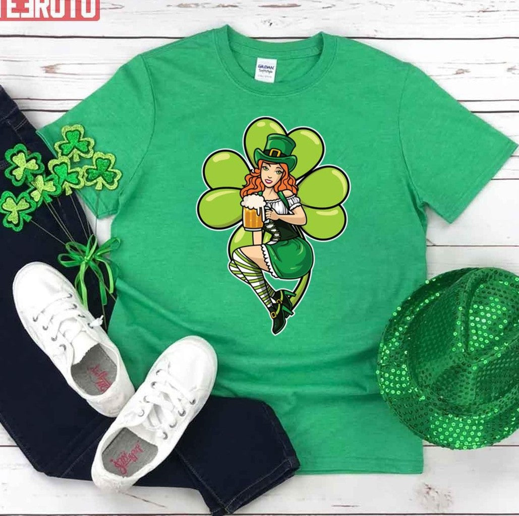 Sexy Irish Girl St Patricks Day Red Head Saint Paddys Unisex T-Shirt