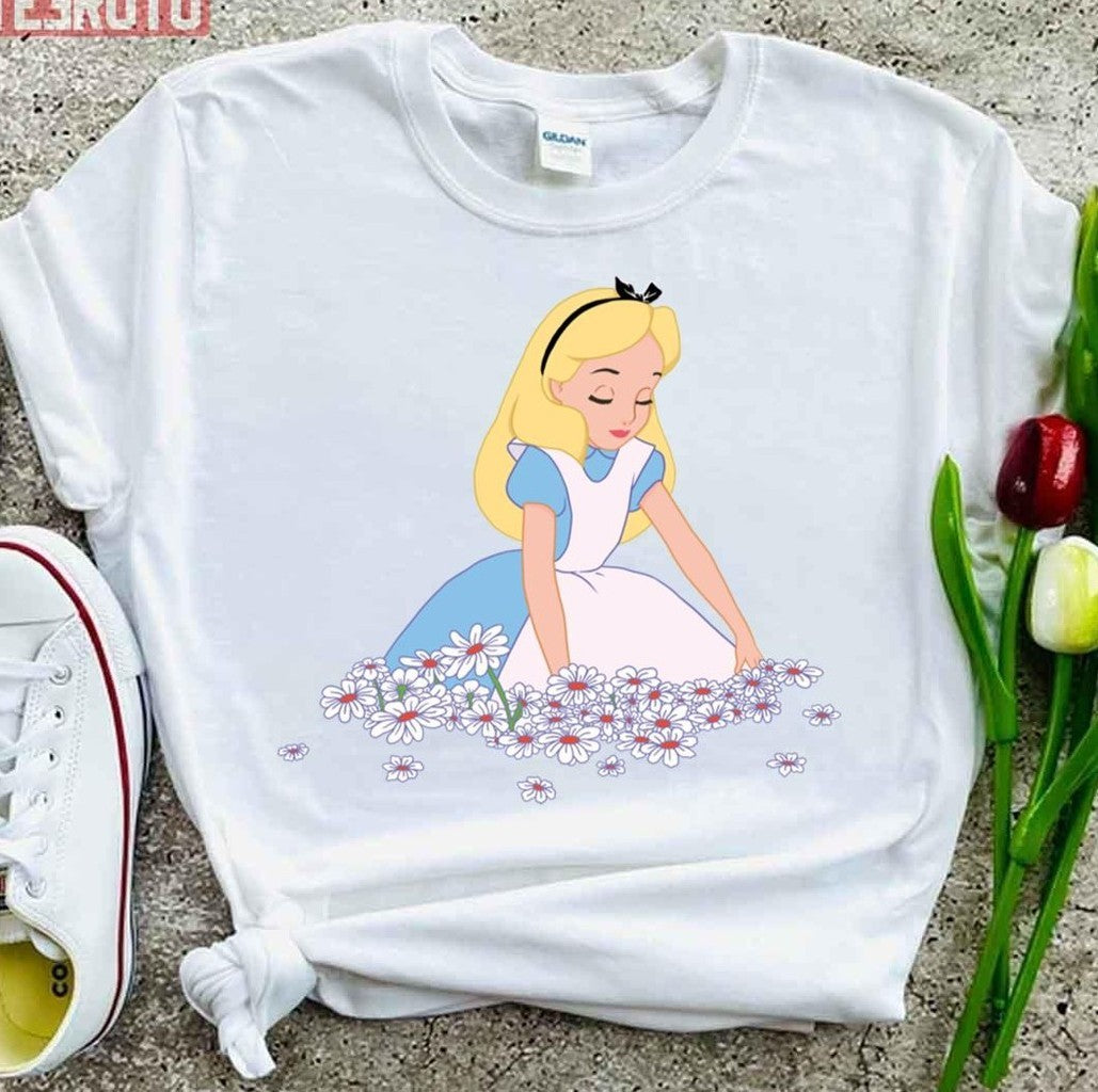 Sitting On Flowers Alice In Wonderland Unisex T-Shirt
