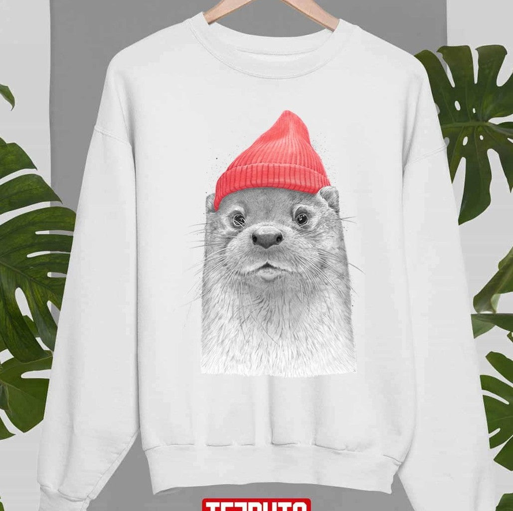 Sea Otter And Red Hat For Christmas Unisex Sweatshirt