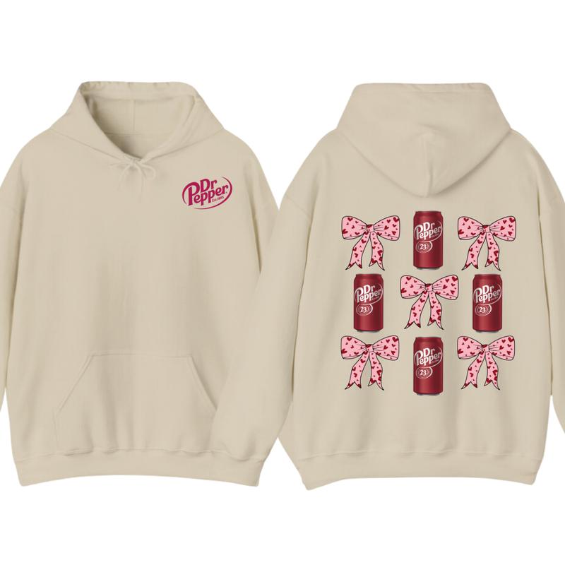Dr Pepper Coquette Bow Pink T-Shirt Hoodie, Full color, unisex