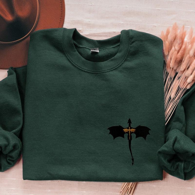 EMBROIDERED Basgiath War College Sweatshirt, Fourth Wing Dragon Rider Violet Sorrengail Xaden Riorson Fantasy Bookish Empyrean Series Shirt