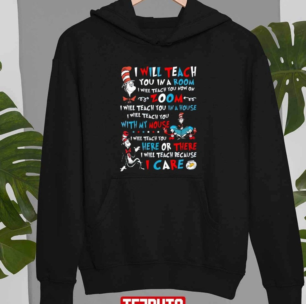 Teacher Dr Seuss Inspired Teach On Zoom Unisex Sweatshirt