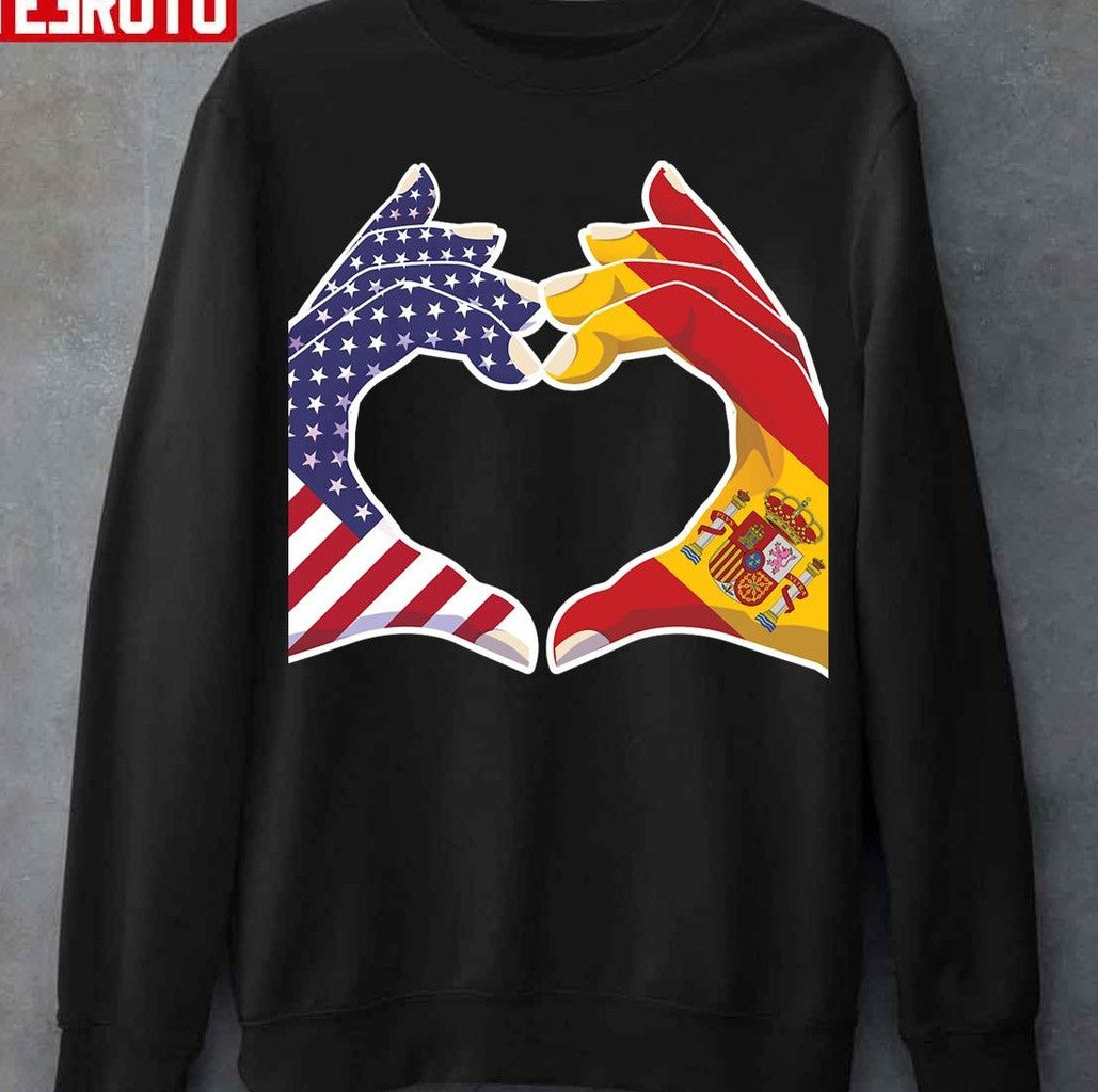 Spain Spanish Love Heart Shape Gesture Antiwar Peace Sign Unisex T-Shirt