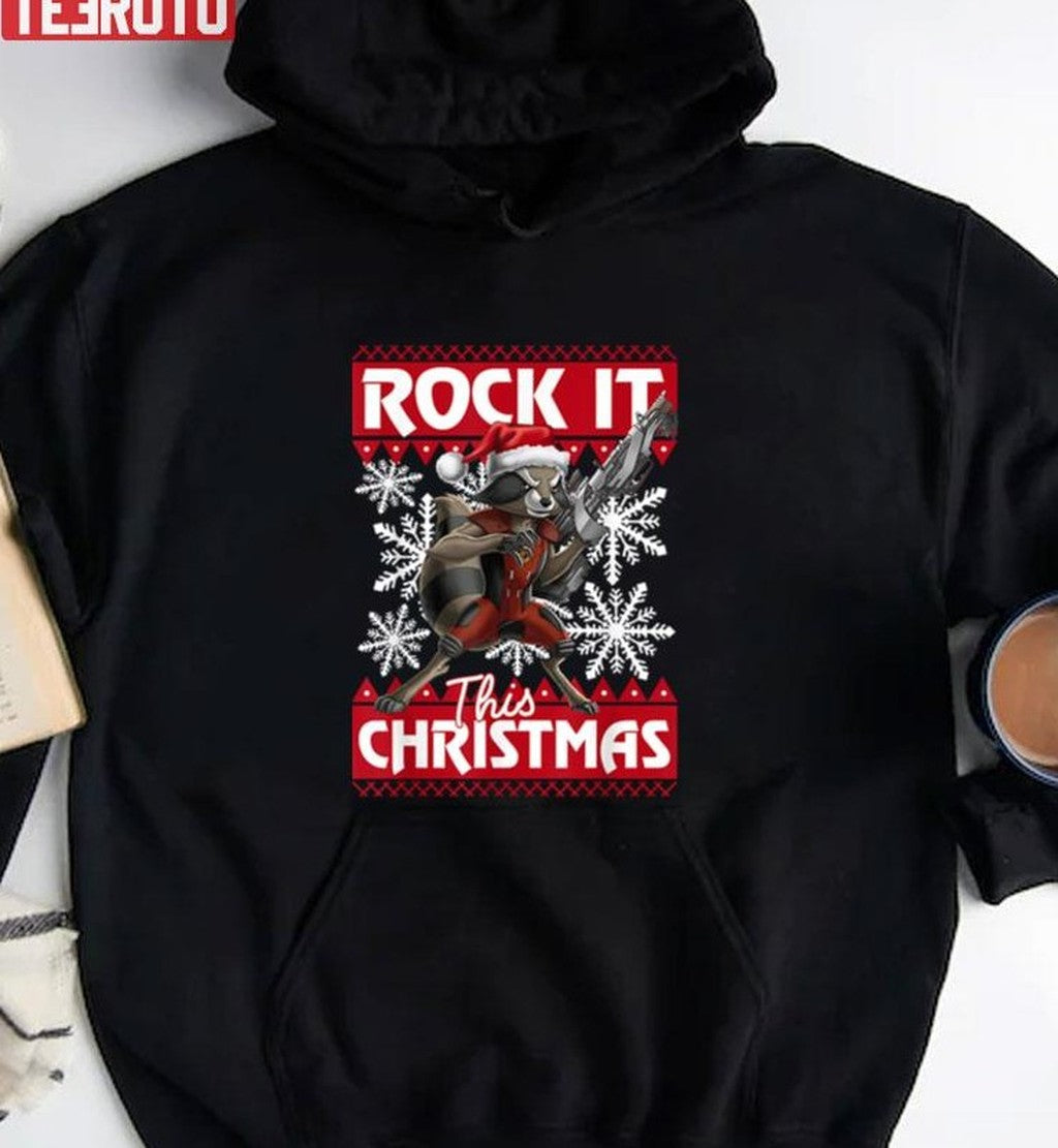 Rock It This Christmas Marvel Rocket Raccoon Unisex Sweatshirt