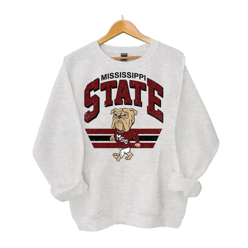 Retro NCAA College Football Mascot Crewneck Sweatshirt Classic Menswear Tops Cotton Sweaters Sport Fabric Casual Embroidered Hoodie