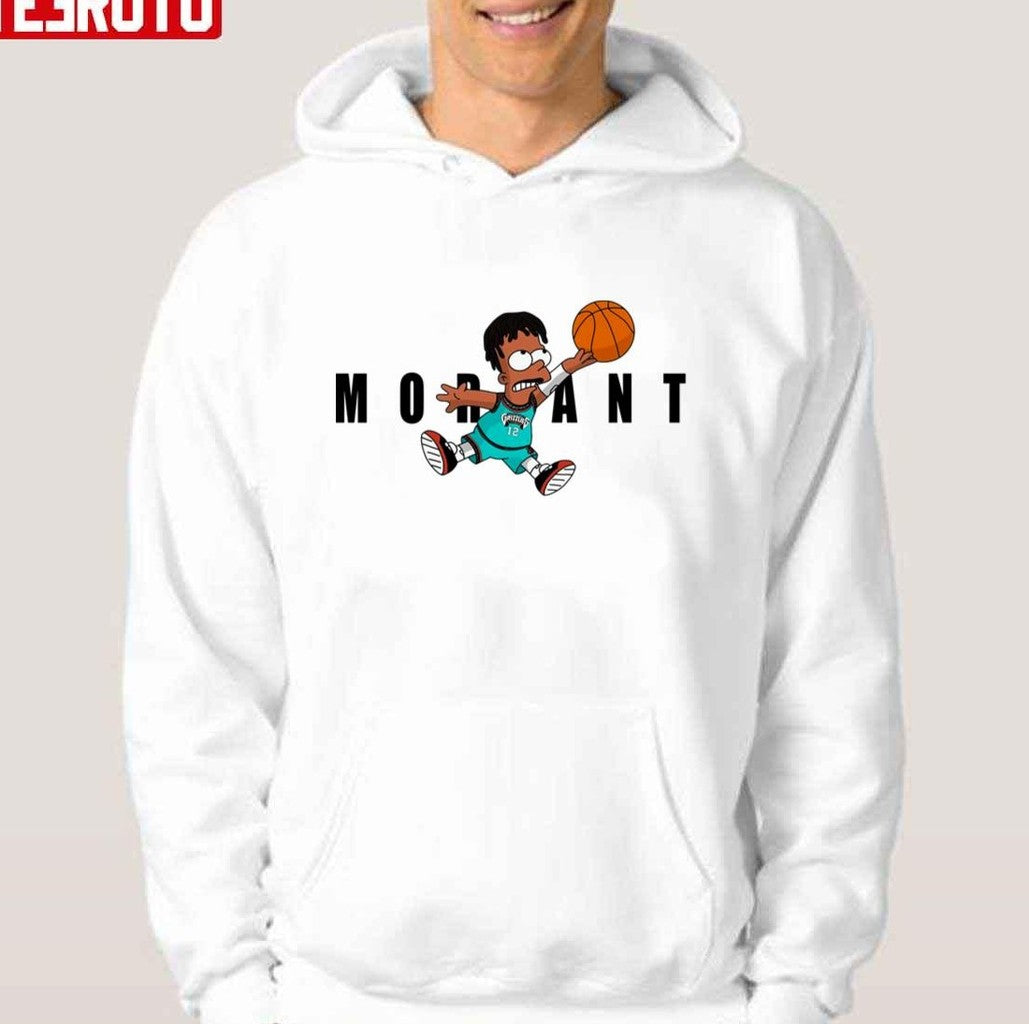 Morant The Simpsons Memphis Grizzlies Ja Morant White Unisex Hoodie
