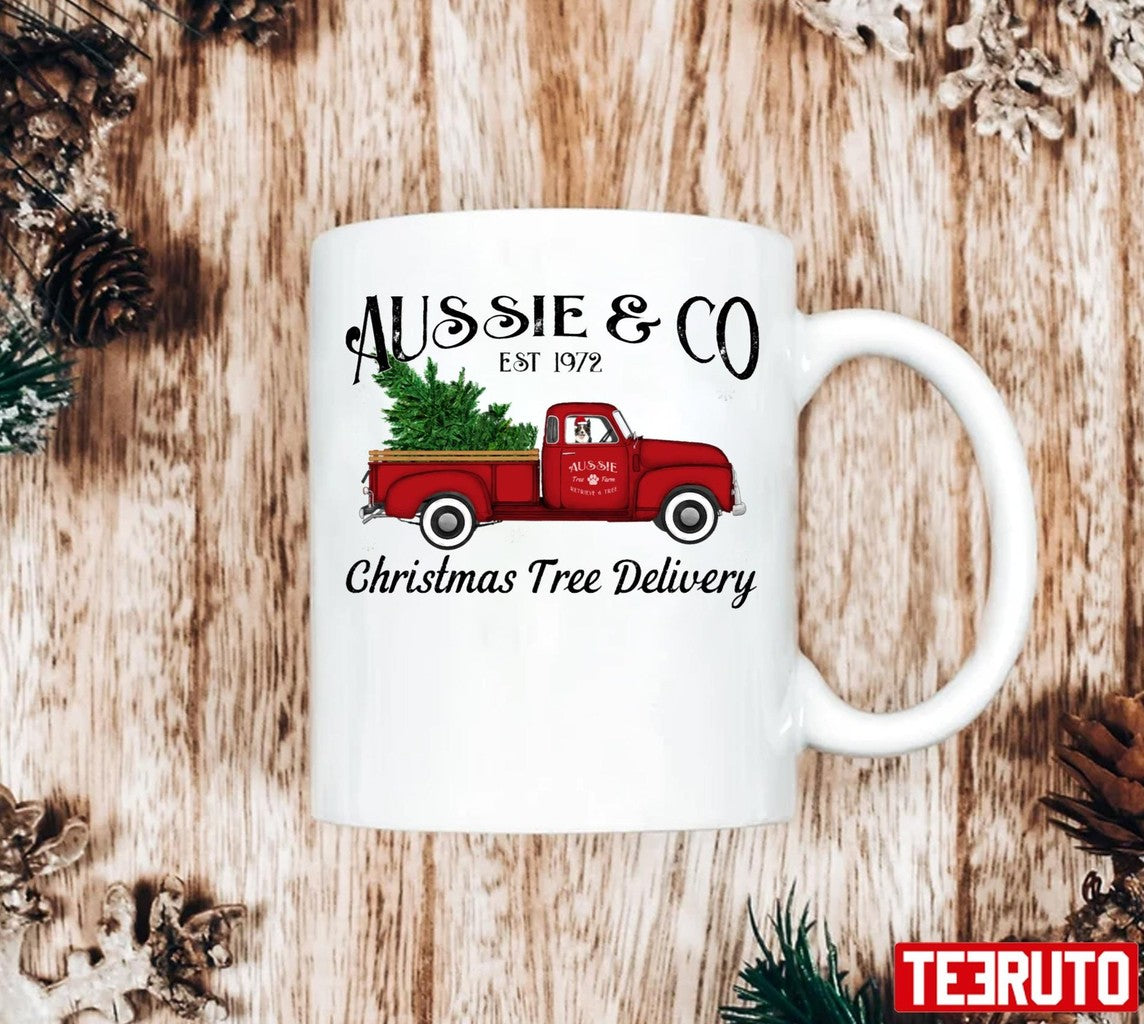 Aussie Australian Shepherd Christmas Tree Antique Truck Unisex Sweatshirt