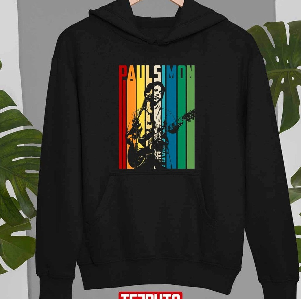 Retro Colored Paul Simon Playing Guitar Design Unisex T-Shirt