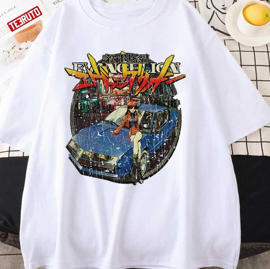 Anime Girls Evangelion Misato Katsuragi Vintage 1995 Unisex Hoodie