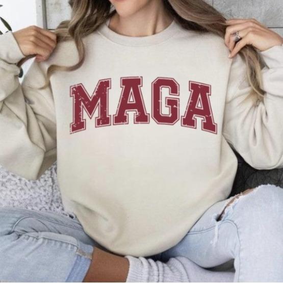 MAGA Trump for President Sweatshirt for Election 45 47 Save America Varsity Political Crewneck