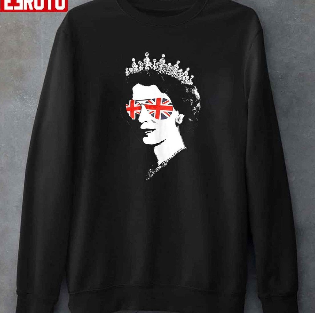 Queen Elizabeth II Sunglasses British Crown Union Jack Meme Graphic Unisex Hoodie