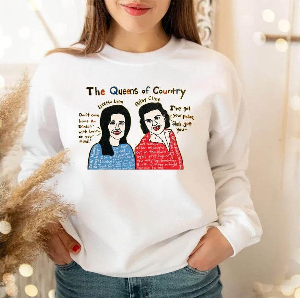 Queens Of Country Folk Art Patsy Cline And Loretta Lynn Unisex Sweatshirt