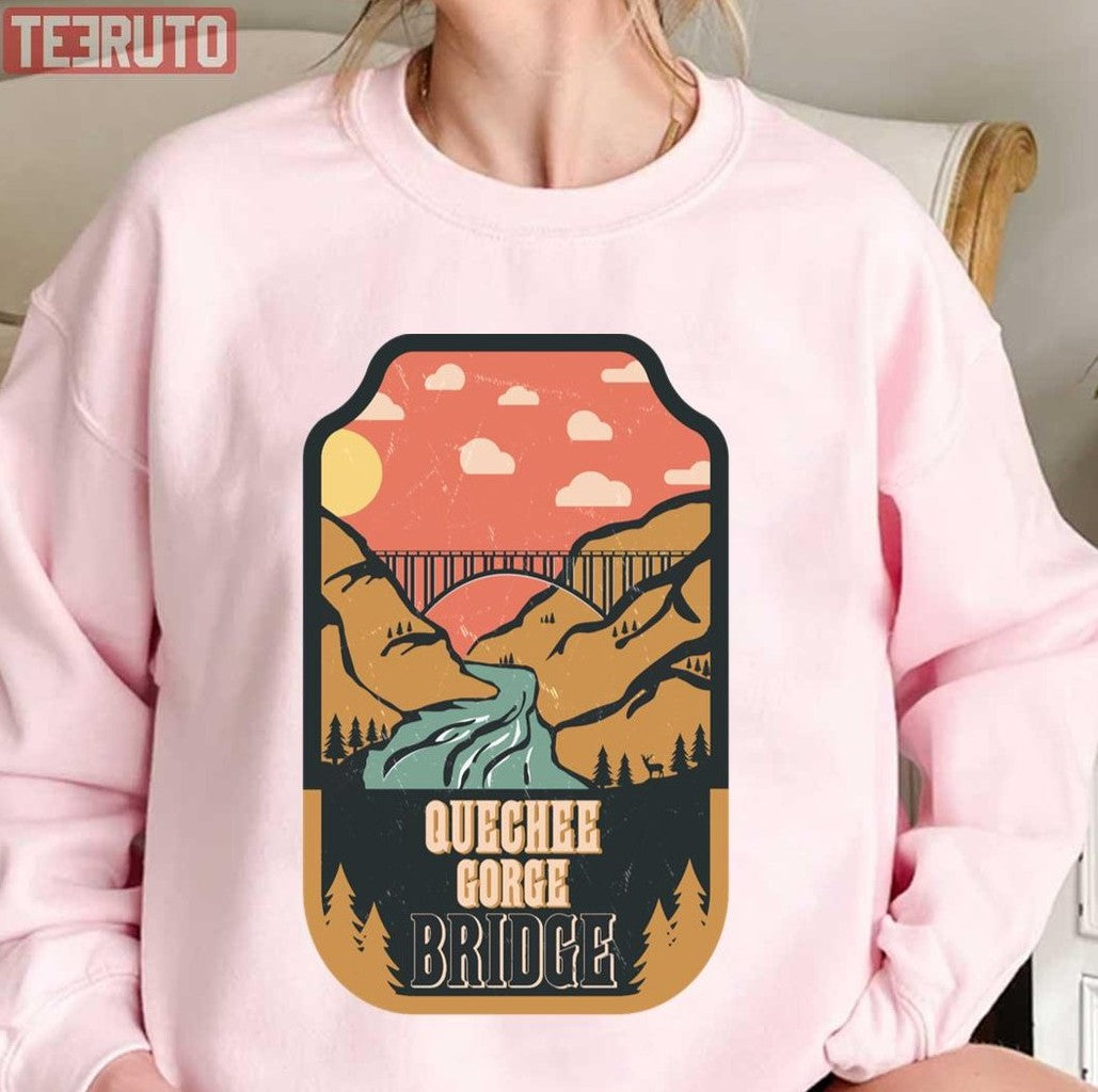 Quechee Gorge Bridge Retro Design Unisex T-Shirt