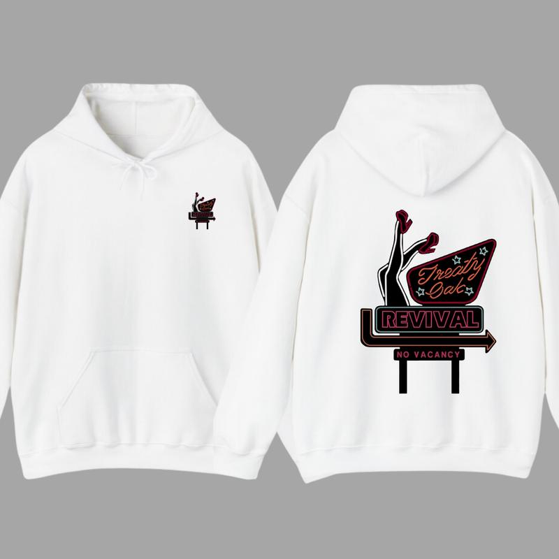 Treaty Oak Revival hoodie, Retro Neon Sign, Inspired Design With Bold Graphics Menswear Sweaters Tops Wetsuit Casual Long Sleeve Pullover