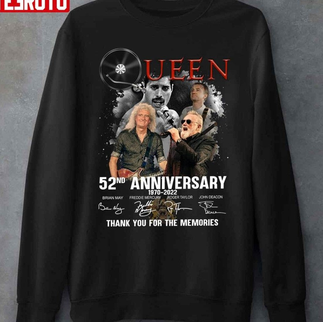 Queen Band Members 52nd Anniversary 1970-2022 Signatures Unisex T-Shirt