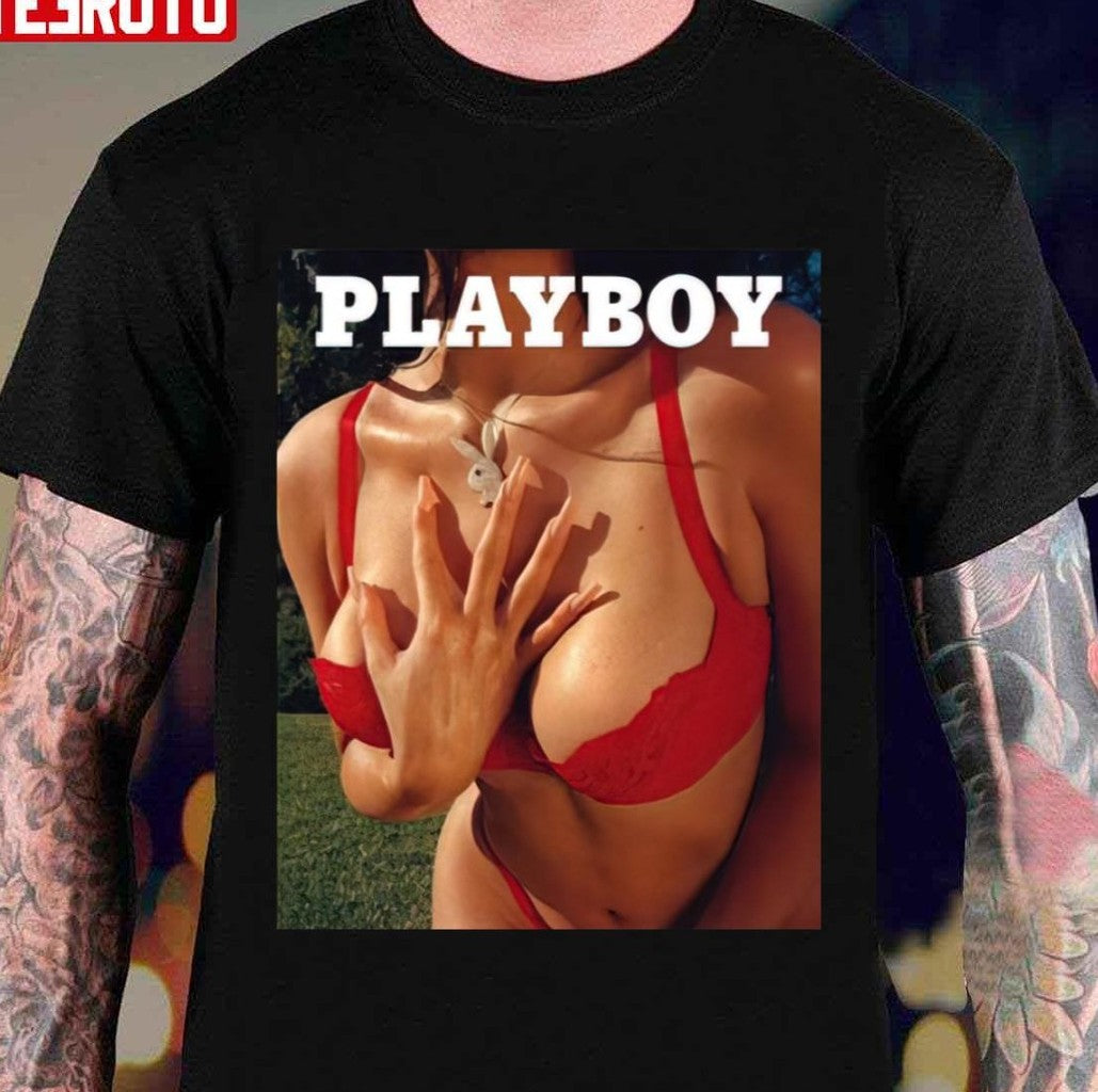 Playboy Inspired Sexy Red Bra Unisex T-Shirt