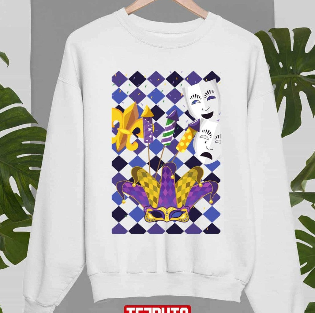 Purple Pattern Mardi Gras Unisex Sweatshirt