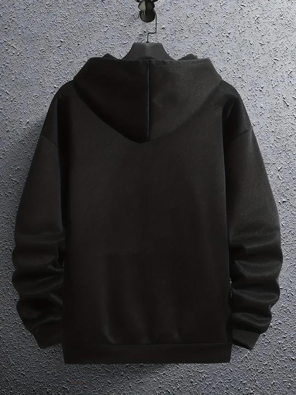 Cross Print Men's Hoodie with Drawstring Pocket, Regular Fit Long Sleeve Sweatshirt, Casual Men's Fashion for Spring & Fall Daily WearÂ