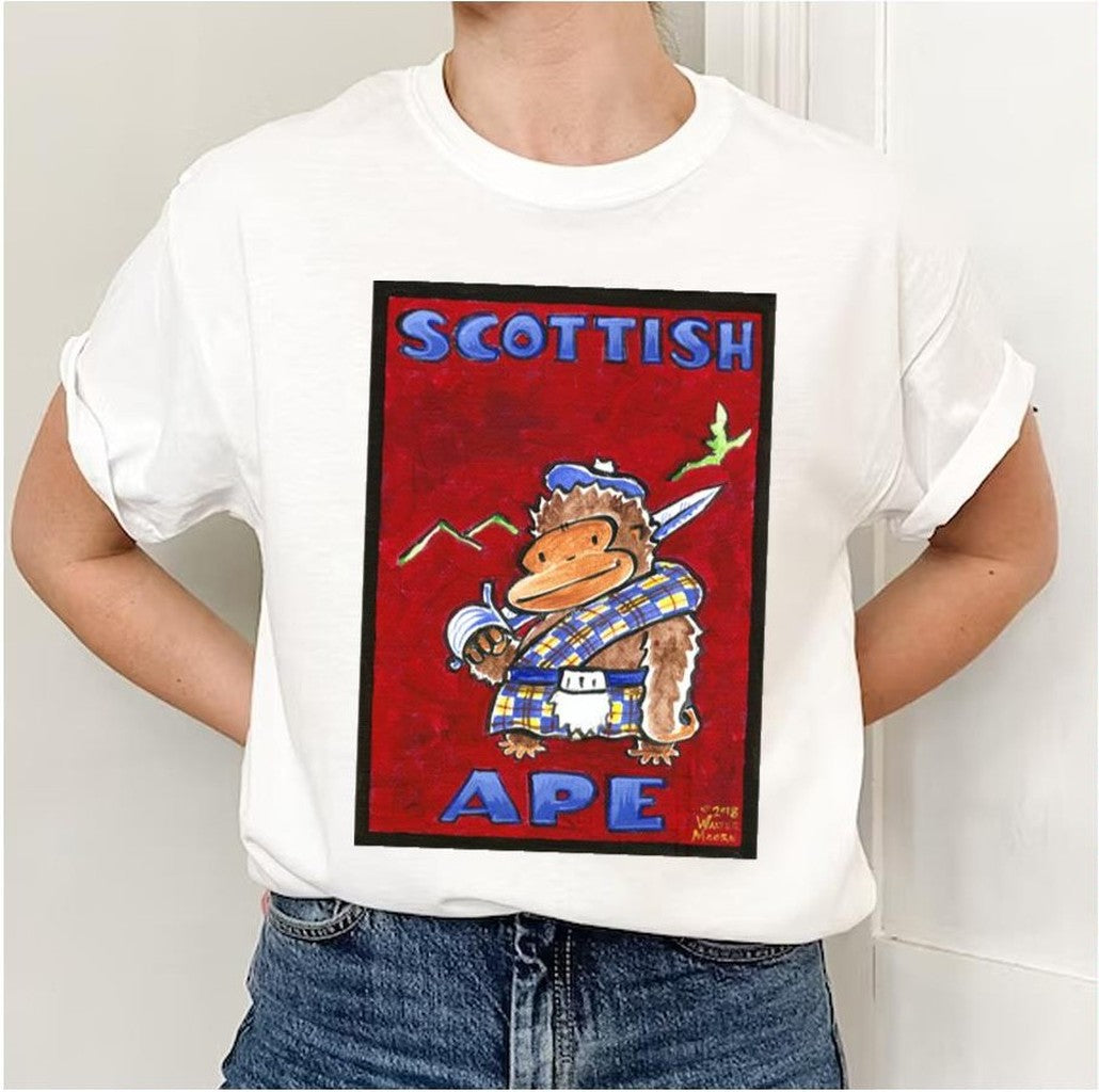 Scottish Ape On Red Unisex Sweatshirt