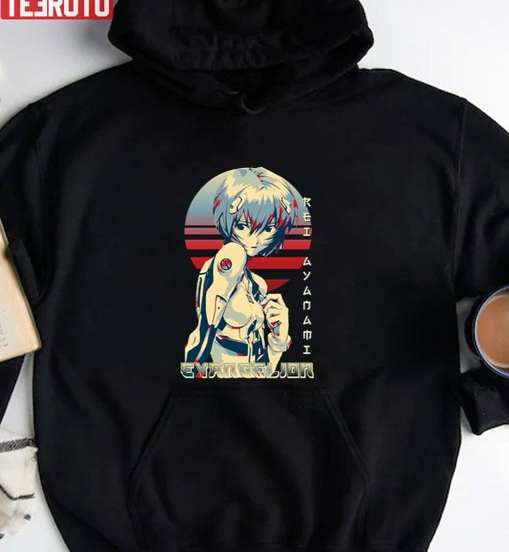Neon Genesis Evangelion Rei Ayanami Color Stripe Japanese Style Artwork Unisex T-Shirt