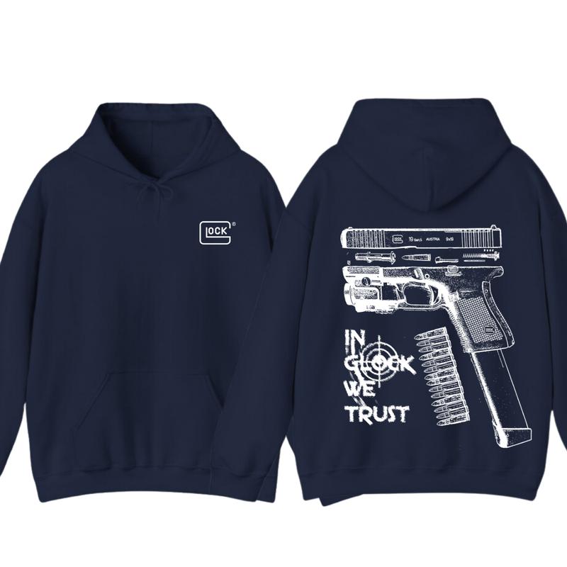 In GLock We Trust Hoodie - Glock Hoodie - Full Color Double Sided - Men's & Women's Classic Fit Long Sleeve Hoodie - Menswear unisex hoodie