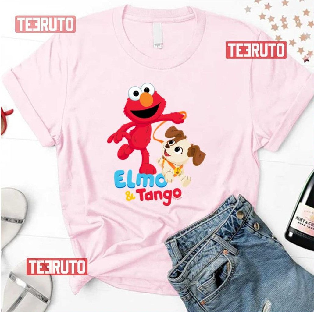 Red Sesame Street Elmo & Tango Running Unisex T-Shirt