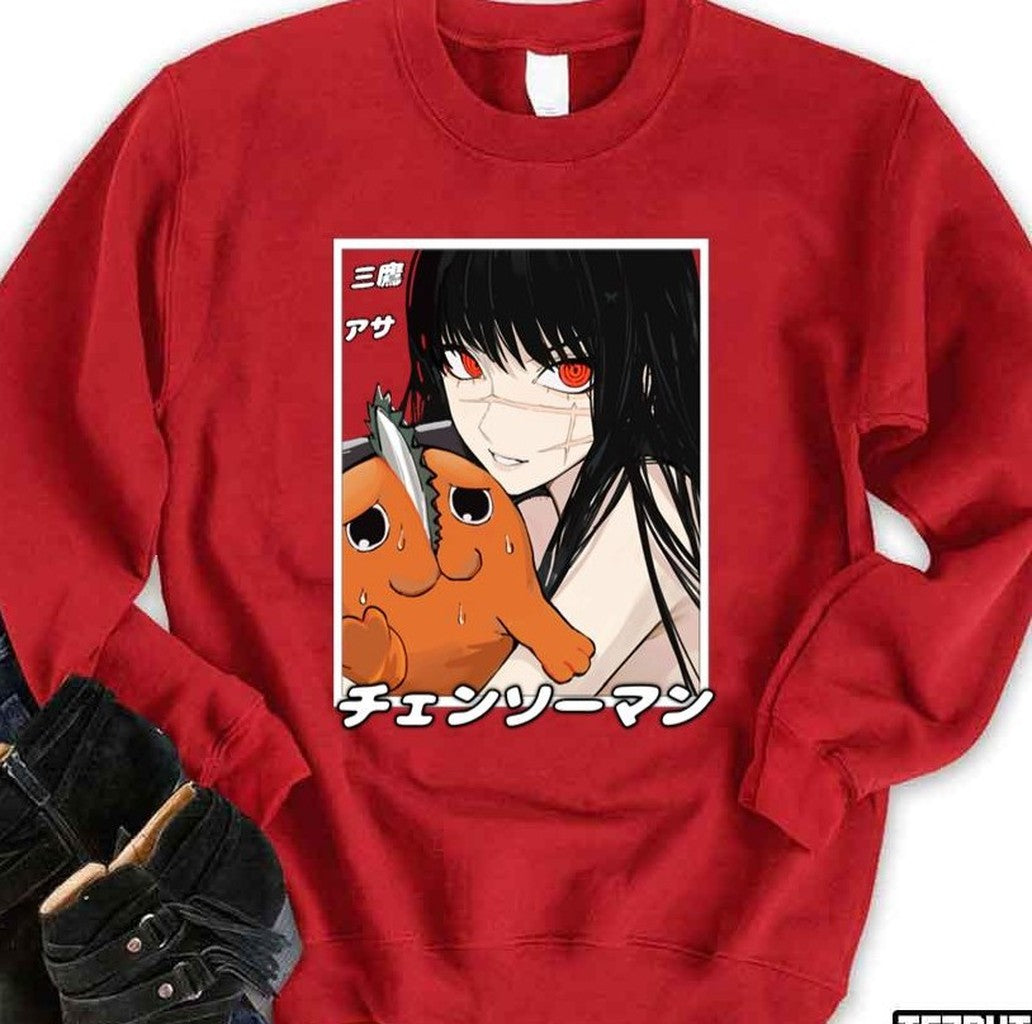 Asa Mitaka & Pochita Chainsaw Man Colored Eyes Unisex T-shirt