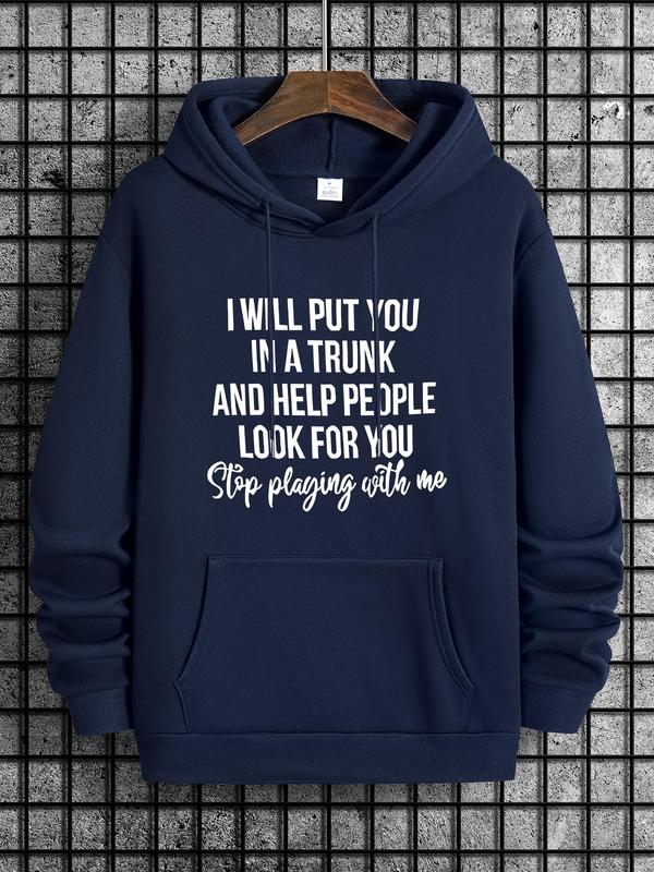 Men's Letter Print Drop Shoulder Essentials Hoodie for Spring & Fall, Drawstring Pocket Sweatshirt, Vintage 2000s Menswear Clothing, Street WearÂ