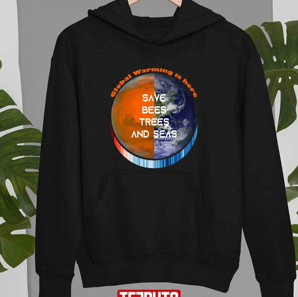 Show Your Stripes Save Bees Trees And Seas Earth Global Warming Unisex T-Shirt