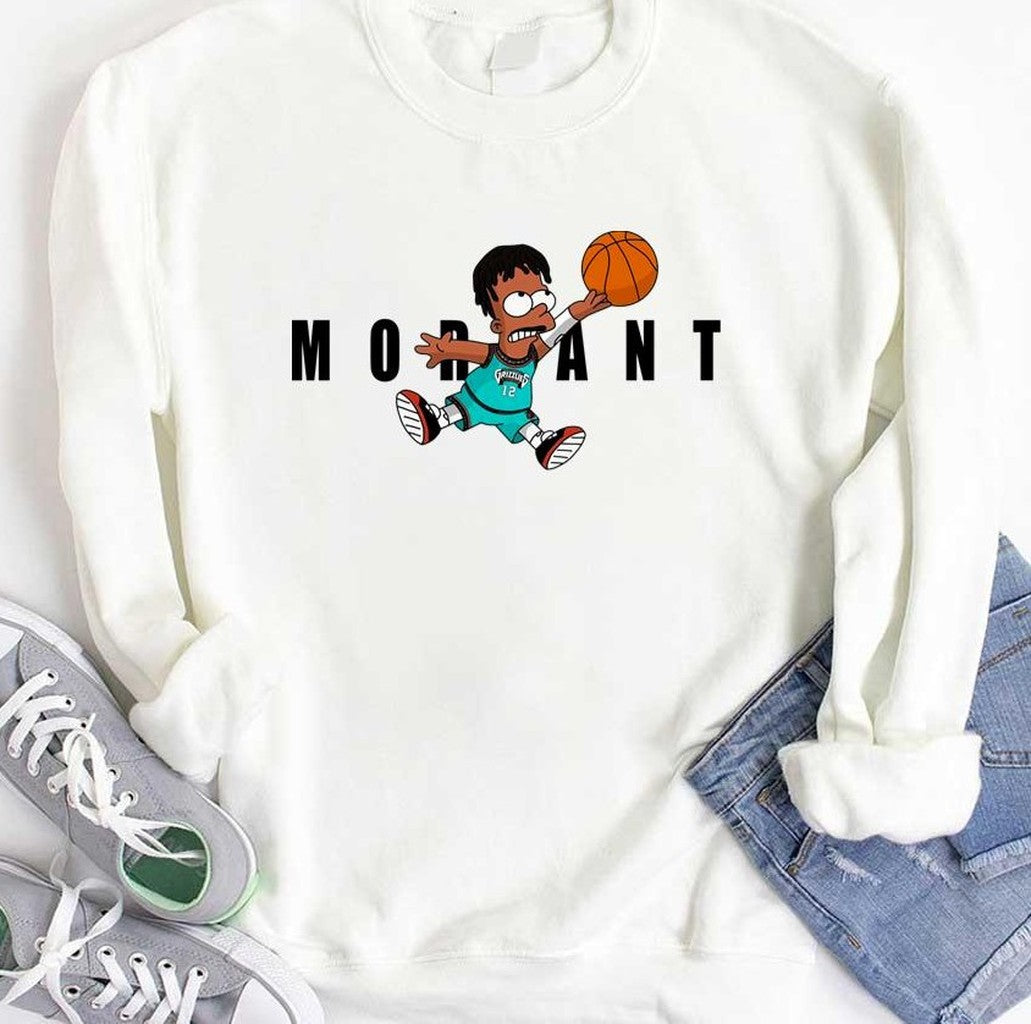 Morant The Simpsons Memphis Grizzlies Ja Morant White Unisex Hoodie