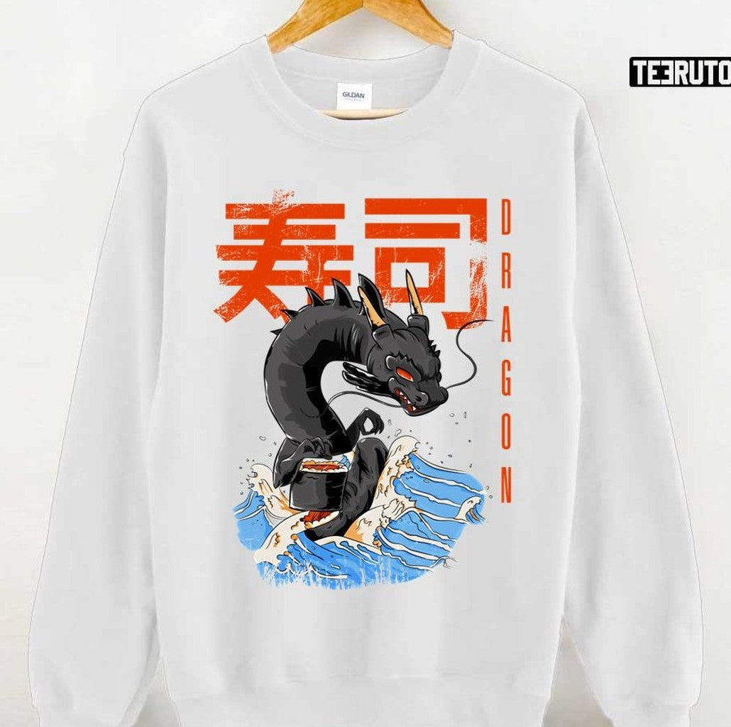 Anime Style Dragon Rolls Sushi Unisex Hoodie