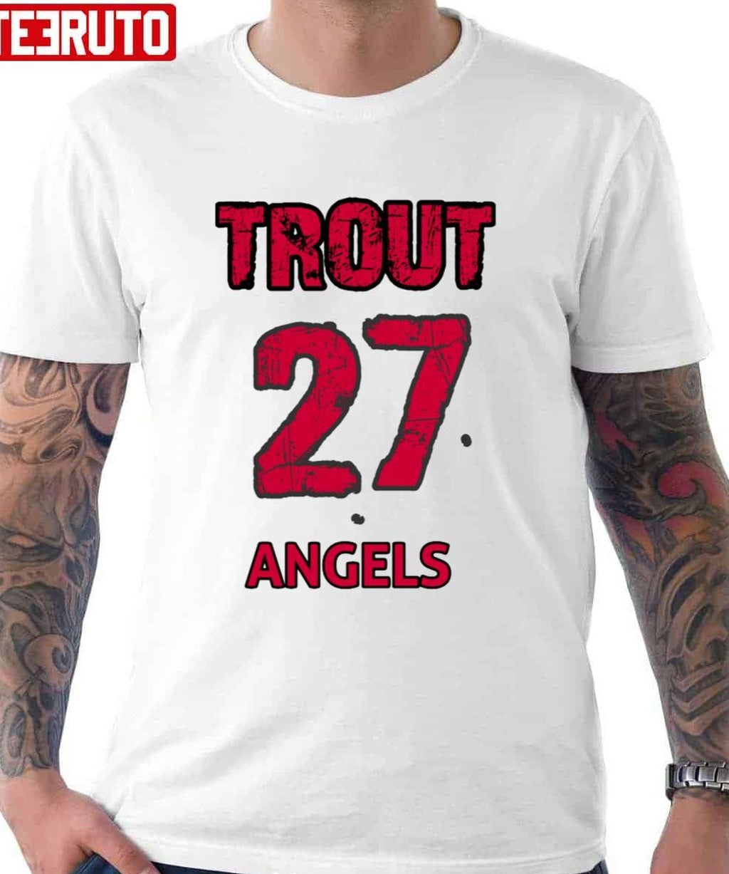 The 27 Angels Mike Trout Red Text Baseball Unisex Hoodie