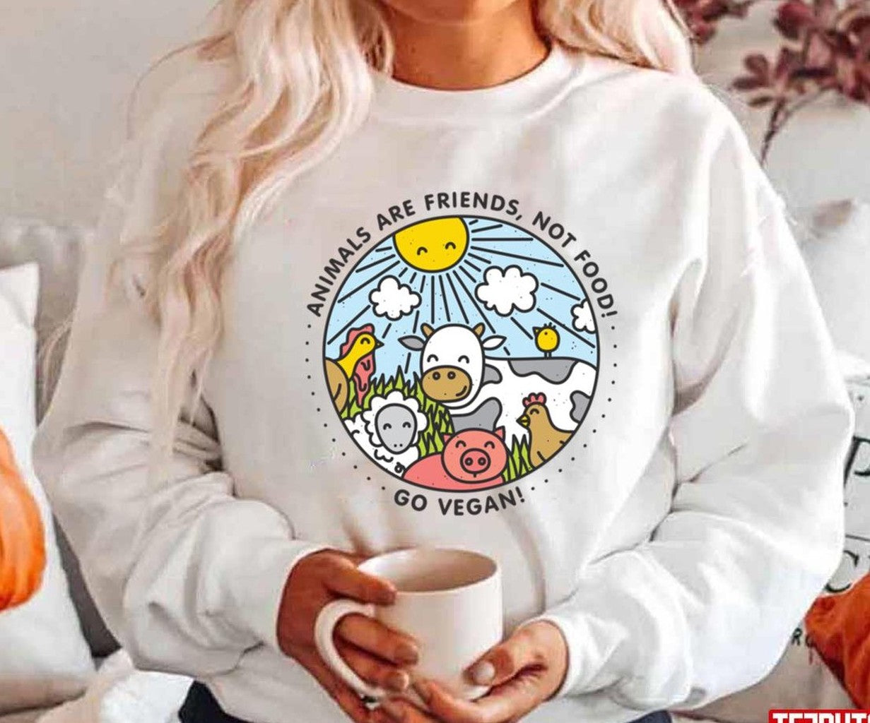 Animals Are Friends Not Food Go Vegan Unisex Hoodie
