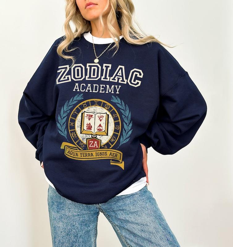 Zodiac Academy Varsity Sweatshirt, Gift for Book Lover, Bookworm Crewneck Gift for Her, Bookish Merch, Booktok Shirt, Gifts for Women Cotton Womenswea