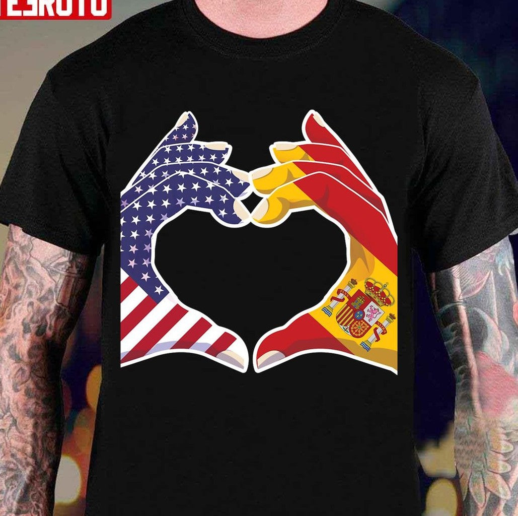 Spain Spanish Love Heart Shape Gesture Antiwar Peace Sign Unisex T-Shirt