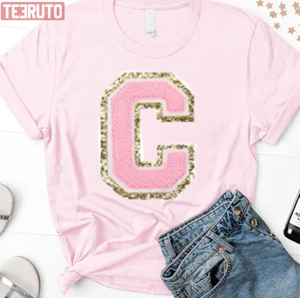 Preppy Pink Varsity Letter C Unisex Sweatshirt