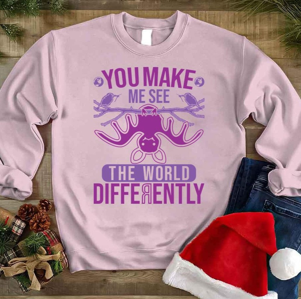 Bat Romantic Love Quote You Make Me See The World Differently Valentine Day Unisex Sweatshirt
