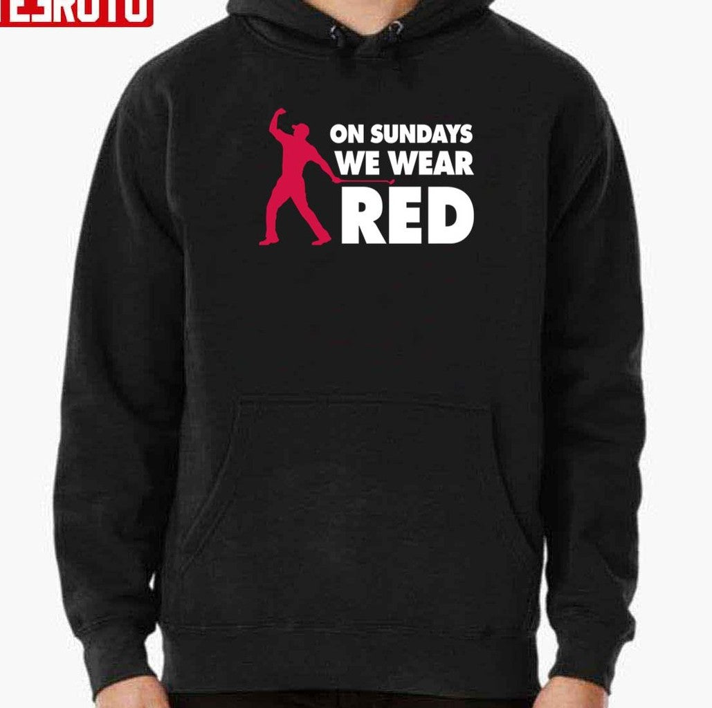 On Sundays We Wear Red Black Unisex T-Shirt