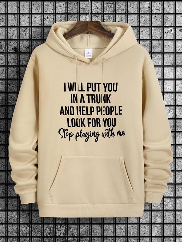 Men's Letter Print Drop Shoulder Essentials Hoodie for Spring & Fall, Drawstring Pocket Sweatshirt, Vintage 2000s Menswear Clothing, Street WearÂ