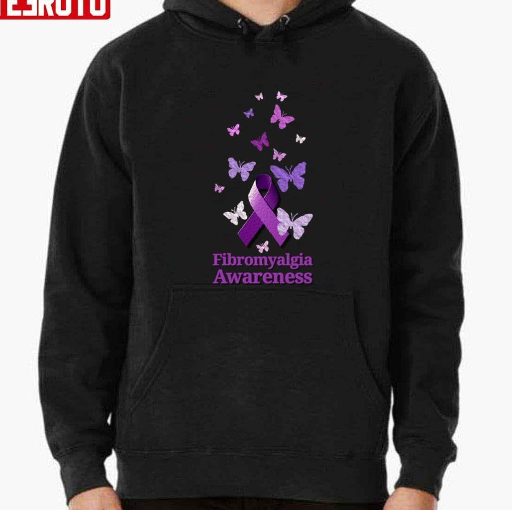 Purple Ribbon Fibromyalgia Awareness Butterflies Unisex T-Shirt